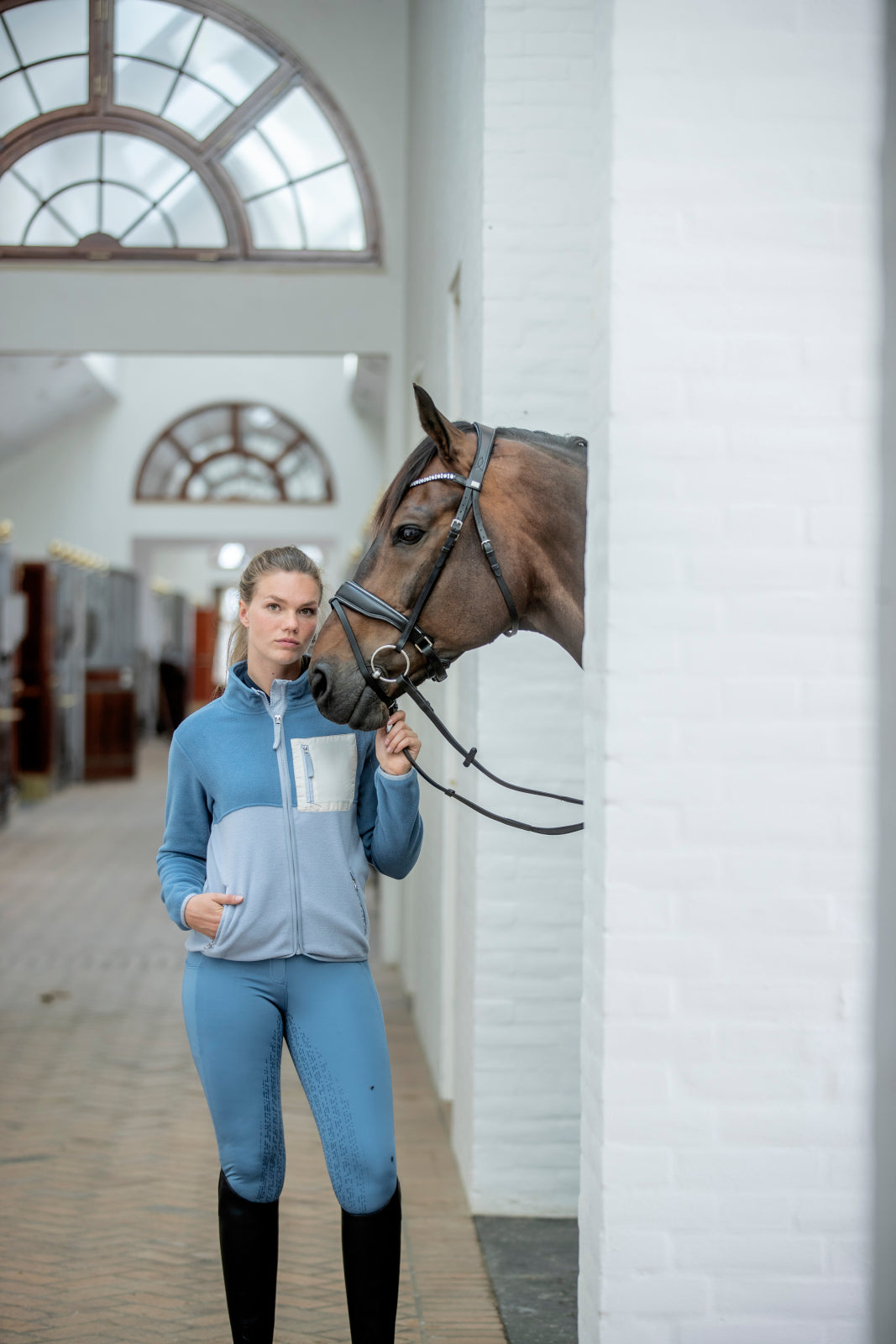 Equipage Kalea riding tights with full grip, blue, Coronet Blue, S