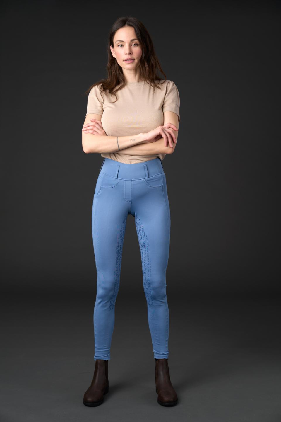 Equipage Kalea riding tights with full grip, blue, Coronet Blue, S