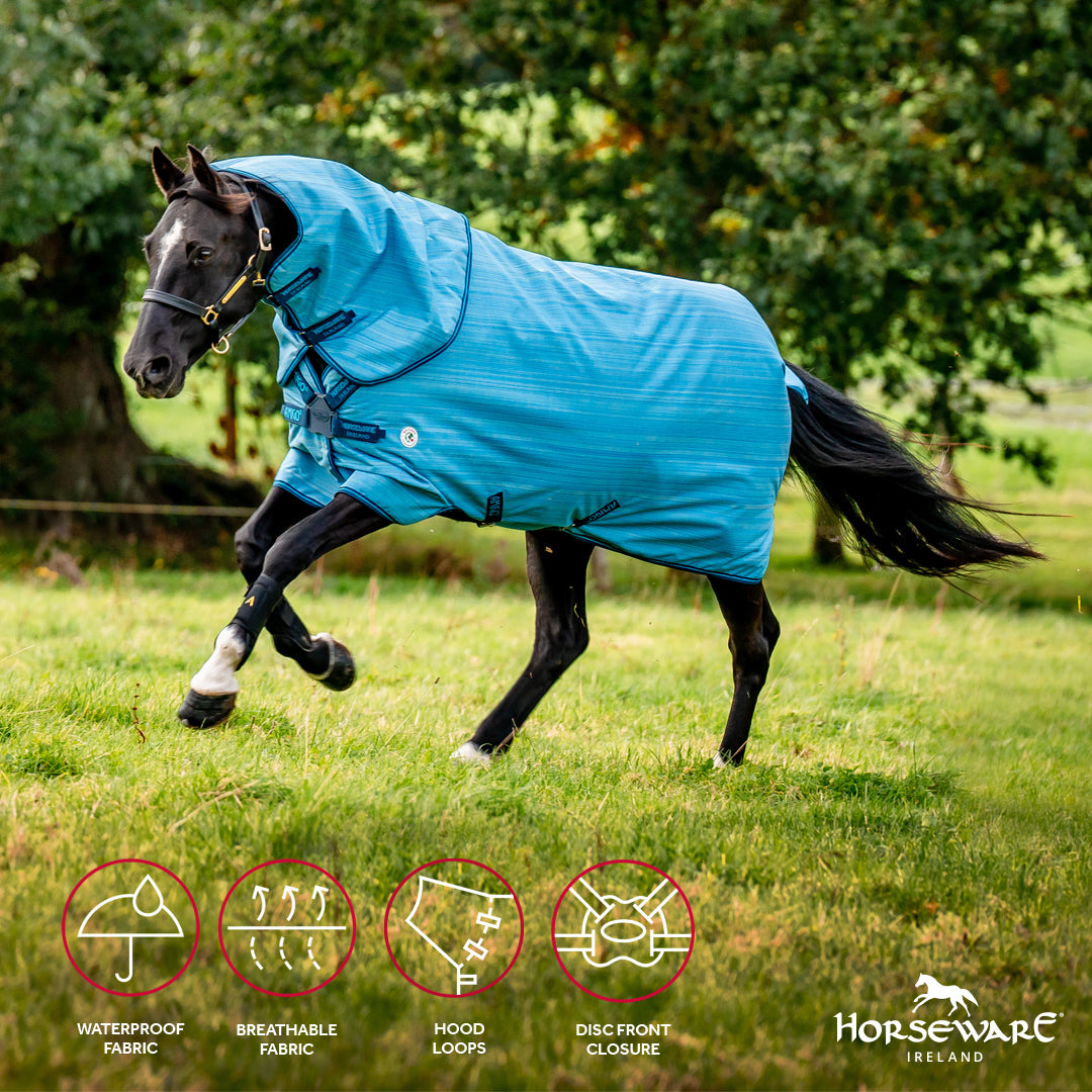 Amigo® Hero 900 Revive Plus Turnout, 50g Light, Ocean Blue/Navy & Electric Blue, 145 cm, 160 cm