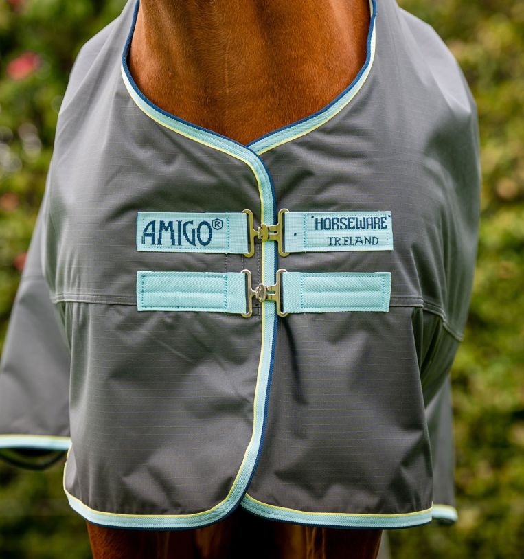 Amigo® Hero Ripstop Turnout with Fleece Lining (50g Light), Shadow/Blue Haze & Navy, 130cm (6'0")