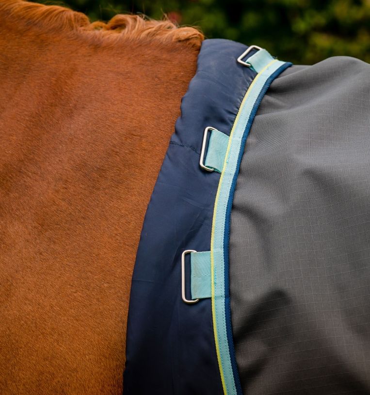 Amigo® Hero Ripstop Turnout with Fleece Lining (50g Light), Shadow/Blue Haze & Navy, 130cm (6'0")