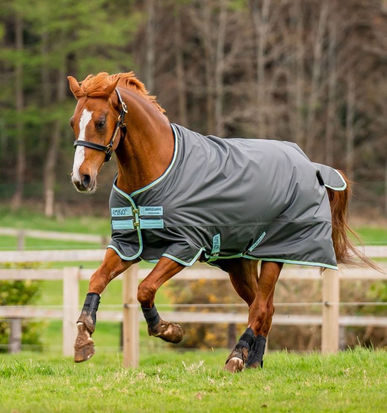 Amigo® Hero Ripstop Turnout with Fleece Lining (50g Light), Shadow/Blue Haze & Navy, 130cm (6'0")