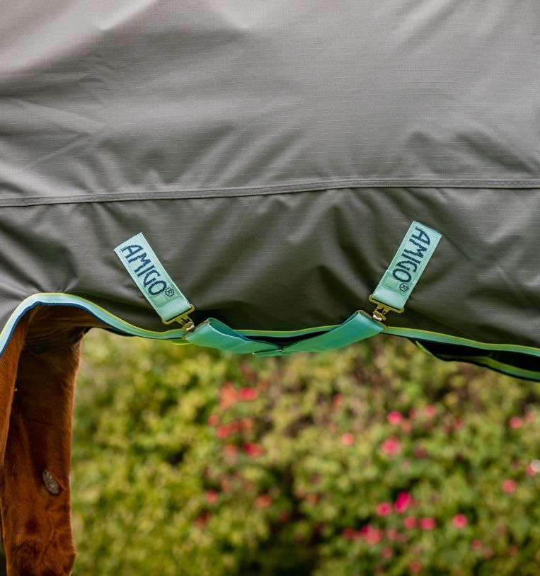 Amigo® Hero Ripstop Turnout with Fleece Lining (50g Light), Shadow/Blue Haze & Navy, 130cm (6'0")