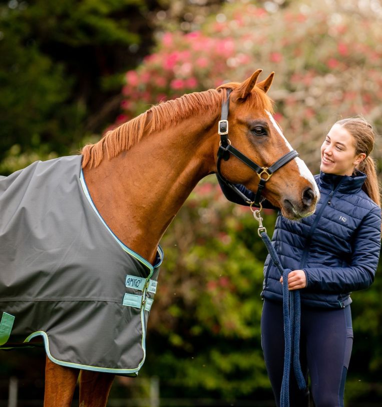 Amigo® Hero Ripstop Turnout with Fleece Lining (50g Light), Shadow/Blue Haze & Navy, 130cm (6'0")