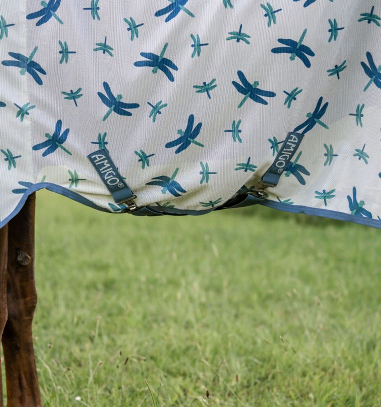 Amigo Bug Rug Plus Fly Sheet (Dragonfly Print/Silver & Blue & Sage)