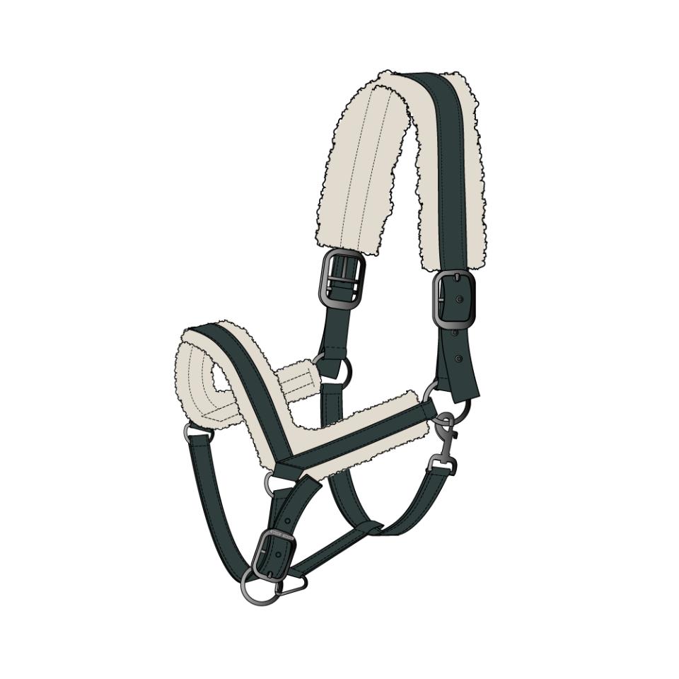 HG Anatomic halter with fur Darkest Spruce FULL