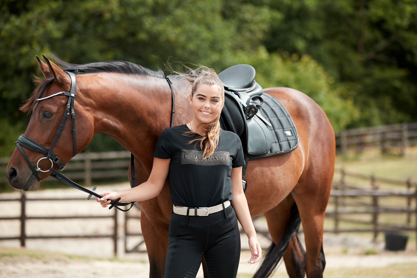 HorseGuard CRYLL 23.1 bridle w. flash and pull-back, black, XFULL