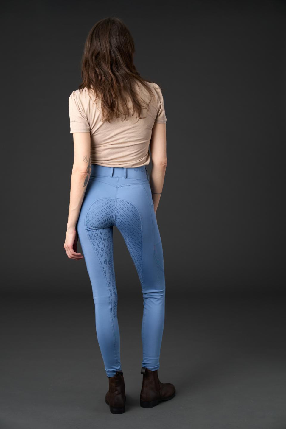 Equipage Kalea riding tights with full grip, blue, Coronet Blue, S