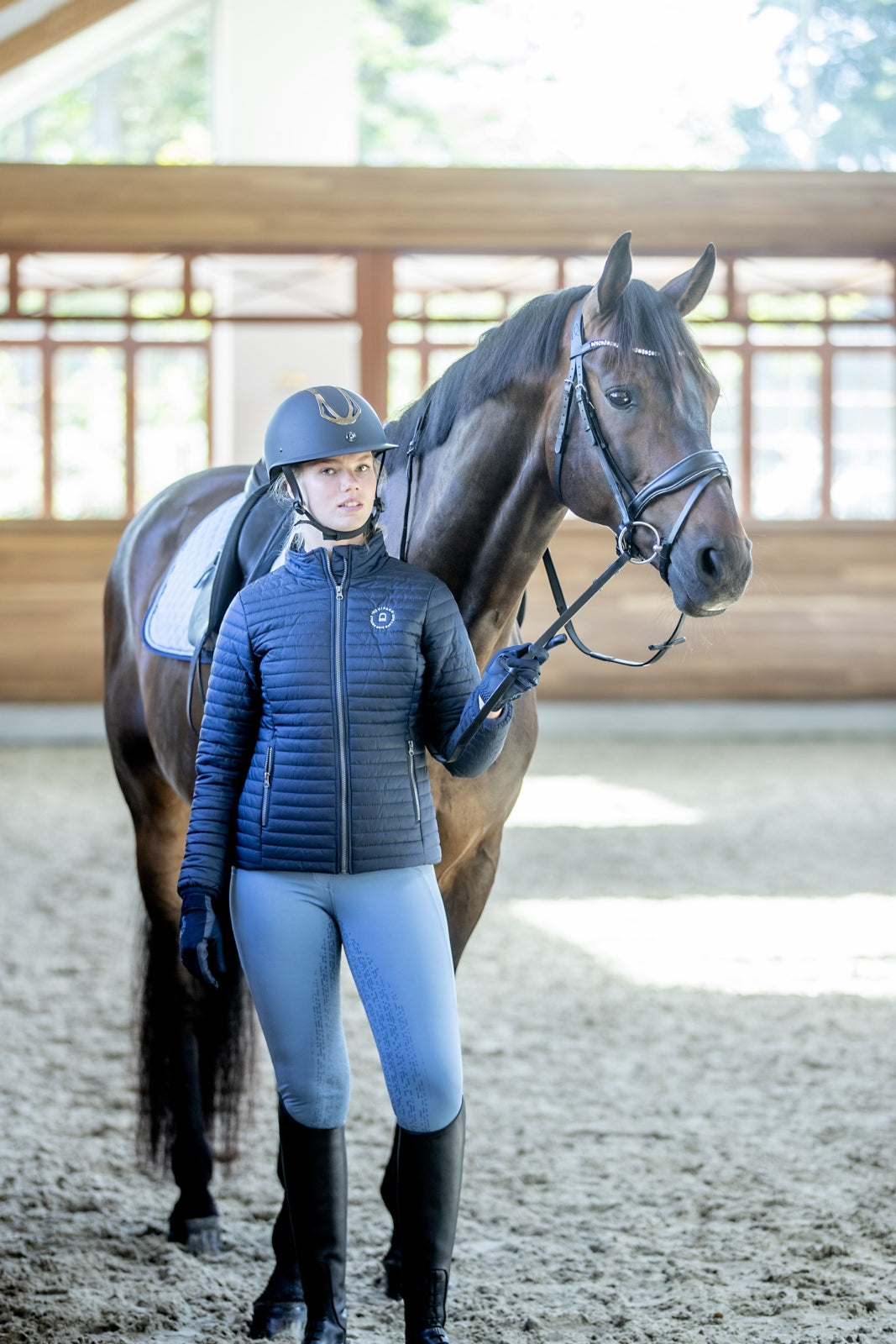 Equipage Kalea riding tights with full grip, blue, Coronet Blue, S