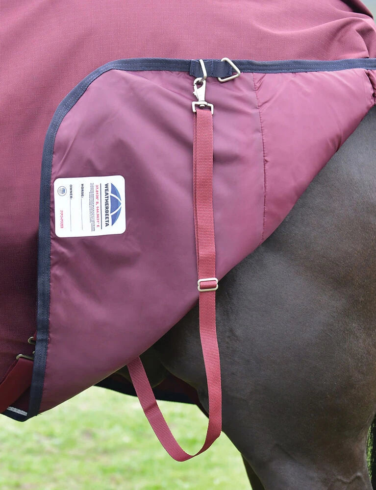 WEATHERBEETA COMFITEC ESSENTIAL TURNOUT DETACH-A -NECK 50G, BURGUNDY/NAVY, 145 cm