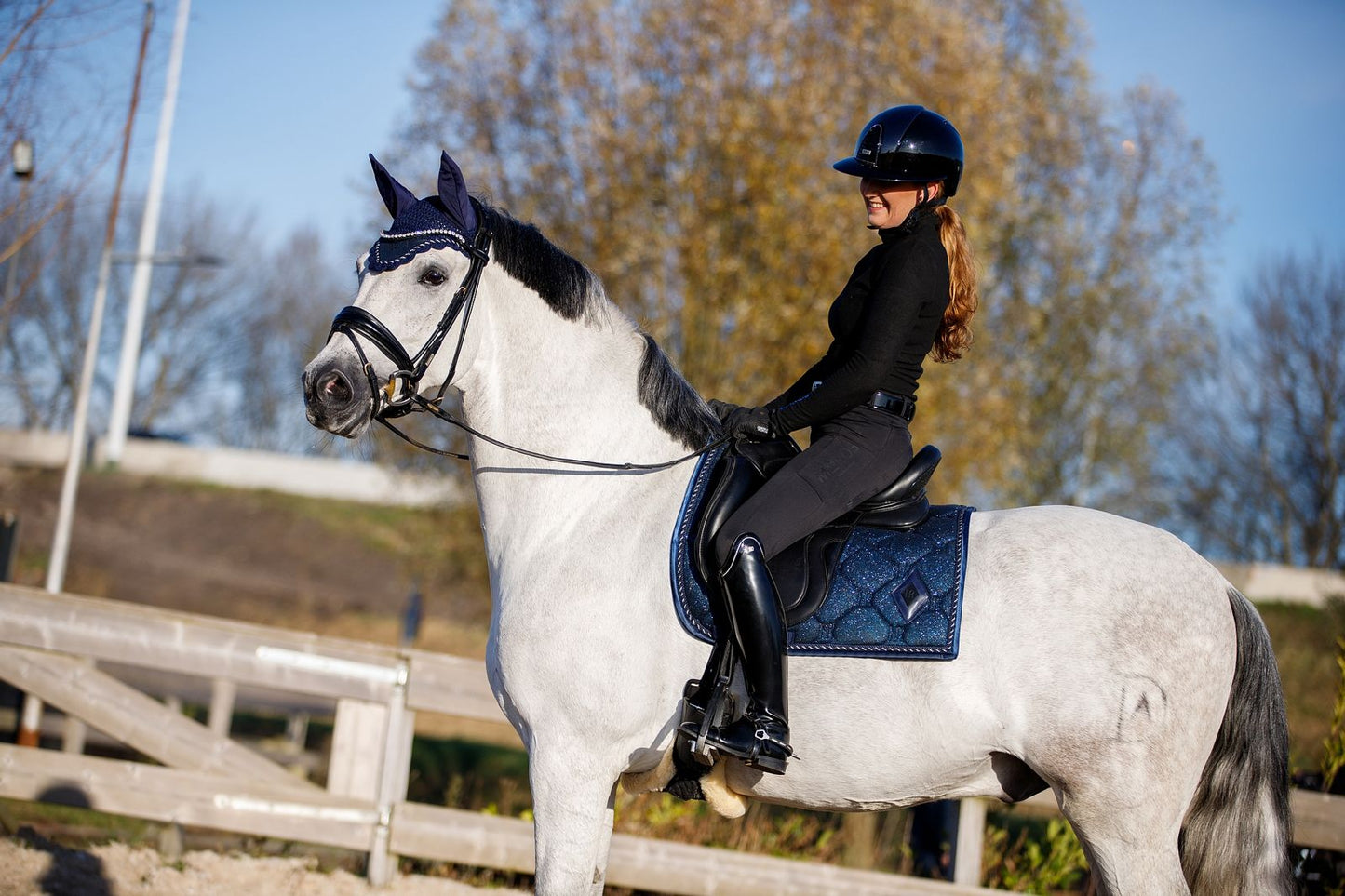 CHARMER DRESSAGE GLITTER SADDLE PAD - SAPPHIRE, FULL