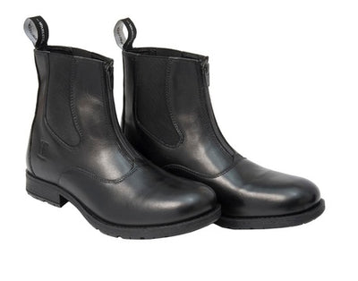 WAHLSTEN JODHPUR BOOTS WITH FRONT ZIPPER, BLACK LEATHER, size 37