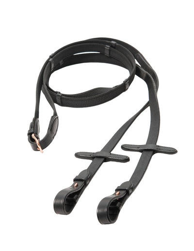 WAHLSTEN ROSEGOLD PULLBACK BRIDLE+REINS, BLACK