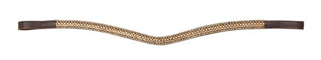 WAHLSTEN STRASS LEATHER BROWBAND, BROWN-GOLD, FULL