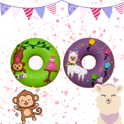 Limited Edition Icing Donuts, Set of 2 decorated horse cookies in donut shape - STABLE PARTY COLLECTION