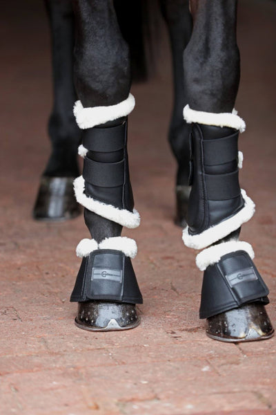 Pelisa horse bell boots with faux fur, black, Covalliero