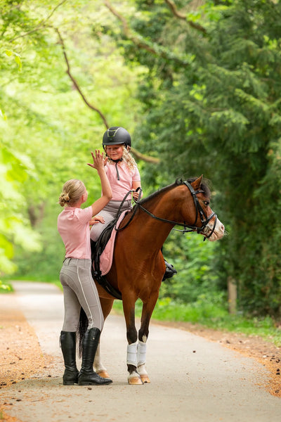 MINI ROS LIGHTWEIGHT BREECHES PINK/GREY - BS COLLECTION, age 8-9