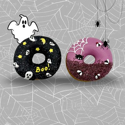 HALLOWEEN - Limited Edition Icing Donuts I Set of 2 decorated horse cookies in donut shape