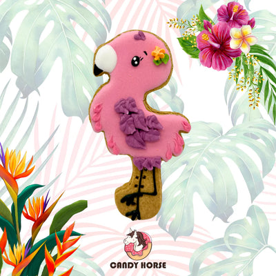 JUNGLE - FLAMINGO decorated horse treat cookie