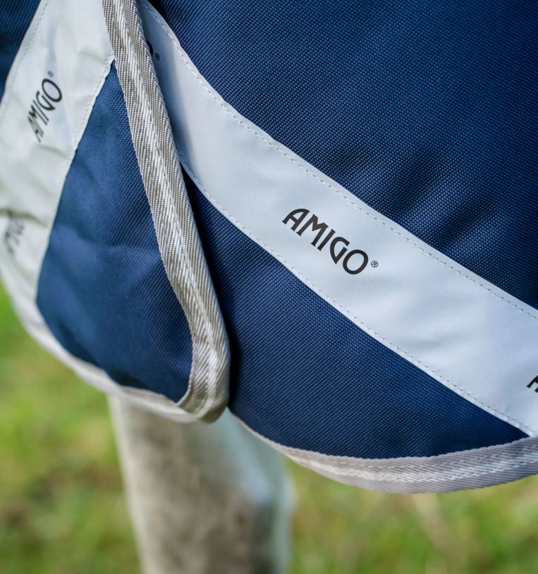 Amigo 1200D FieldSafe Plus Turnout 50g, Navy/Titanium Grey & Silver, 140cm (6'3")