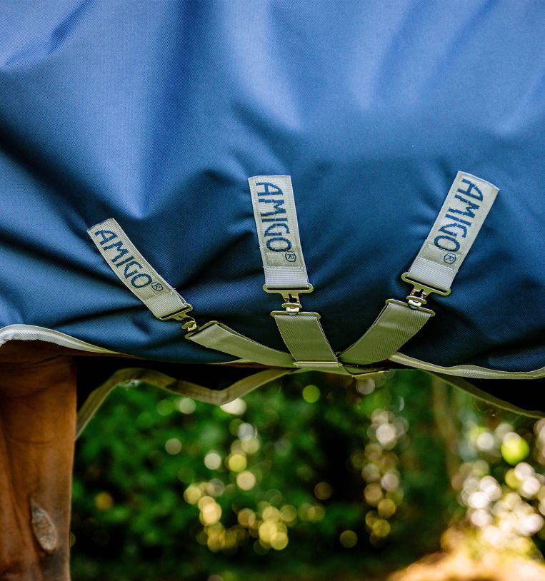 Amigo 1200D FieldSafe Plus Turnout 50g, Navy/Titanium Grey & Silver, 140cm (6'3")