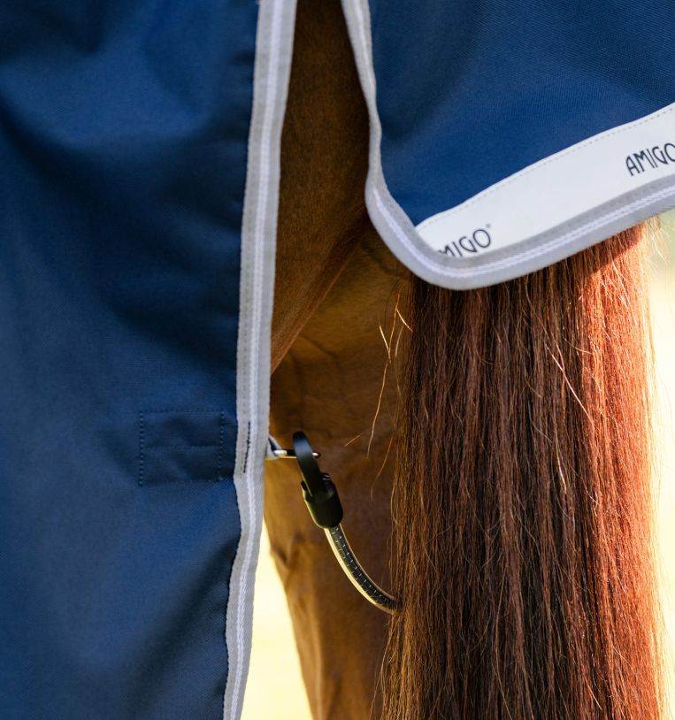 Amigo 1200D FieldSafe Plus Turnout 50g, Navy/Titanium Grey & Silver, 140cm (6'3")