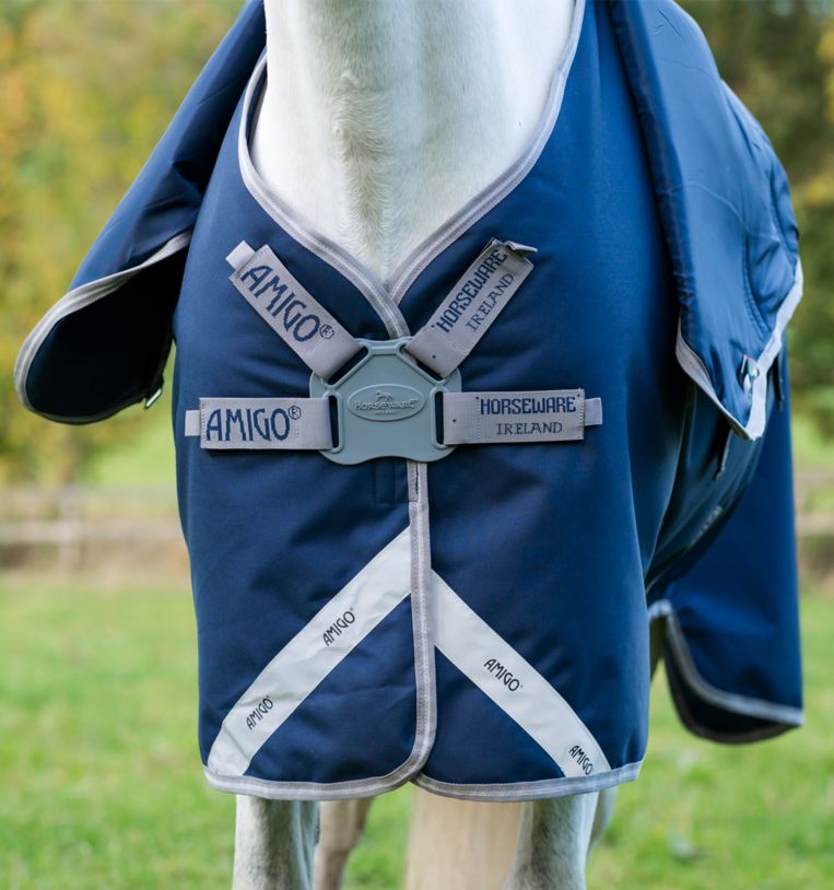 Amigo® 1200D FieldSafe Plus Turnout 100g, Navy/Titanium Grey & Silver