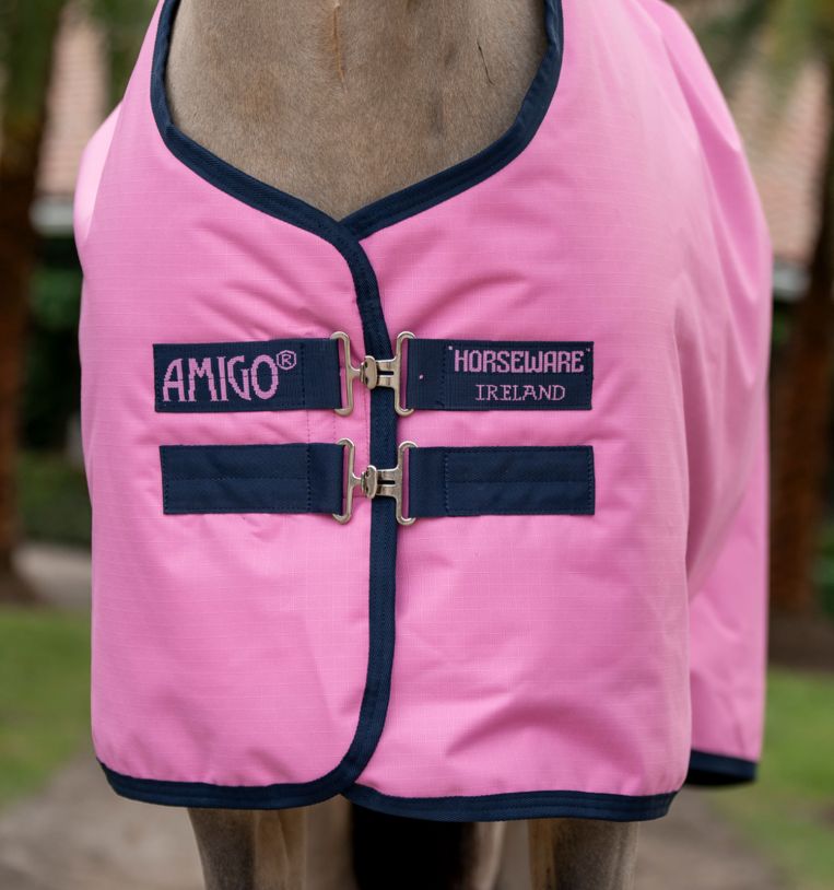 Amigo® Ripstop 900D Plus Pony Turnout 50g, Pink/Pink/Navy, 100cm (5'0")