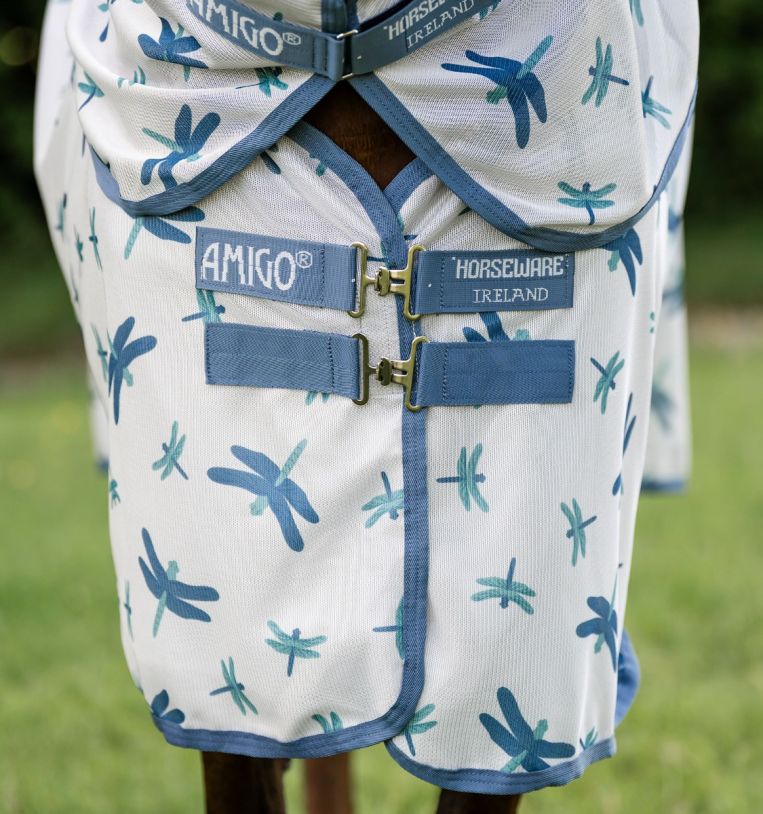 Amigo Bug Rug Plus Fly Sheet (Dragonfly Print/Silver & Blue & Sage)