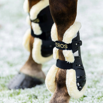 AIR FLEX TENDON BOOTS WITH FAUX FUR - BLACK, FULL