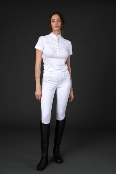 Equipage Kalea riding tights with full grip, white