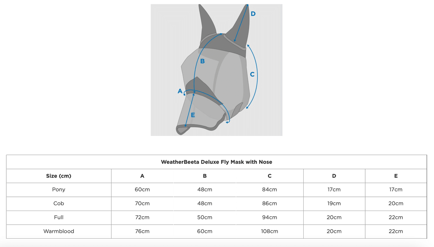 WEATHERBEETA DELUXE FLY MASK WITH NOSE